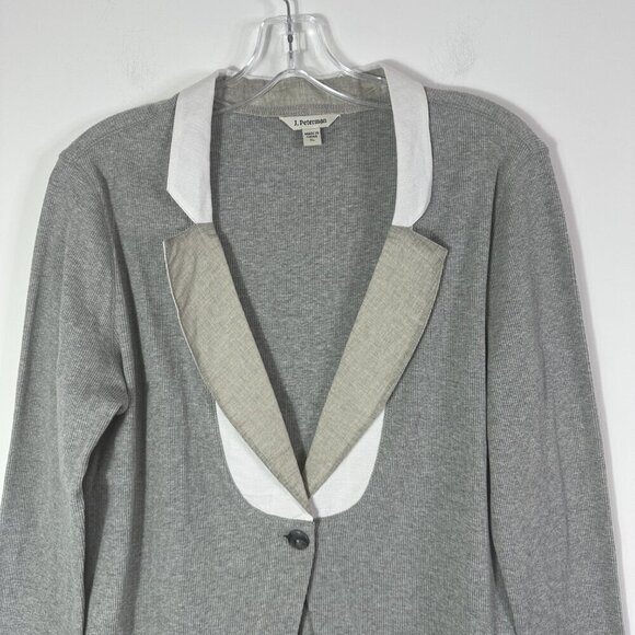 New J. Peterman Women's Size XL Gray Single Button Front V Neck Shirt Cardigan - Picture 3 of 12